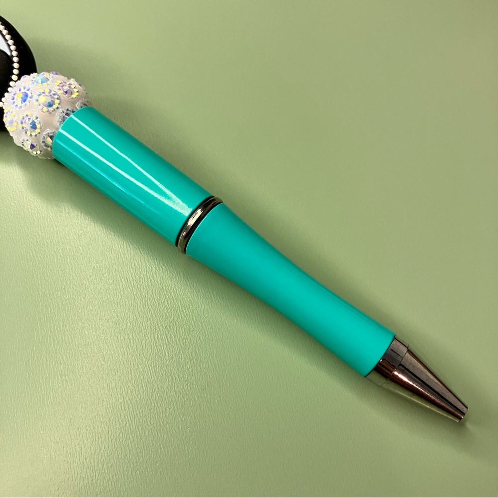Pregnant Woman Blue Cameo Elegant Handmade Beaded Pen - Picture 4 of 6